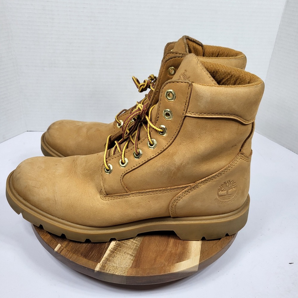 Timberland A4859 Waterproof Boots Mens 9.5 Wheat Good Nubuck Leather Lug Sole